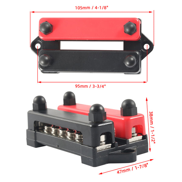 10 pares de barras colectoras de doble fila de 6 vías y 12 V/15 A